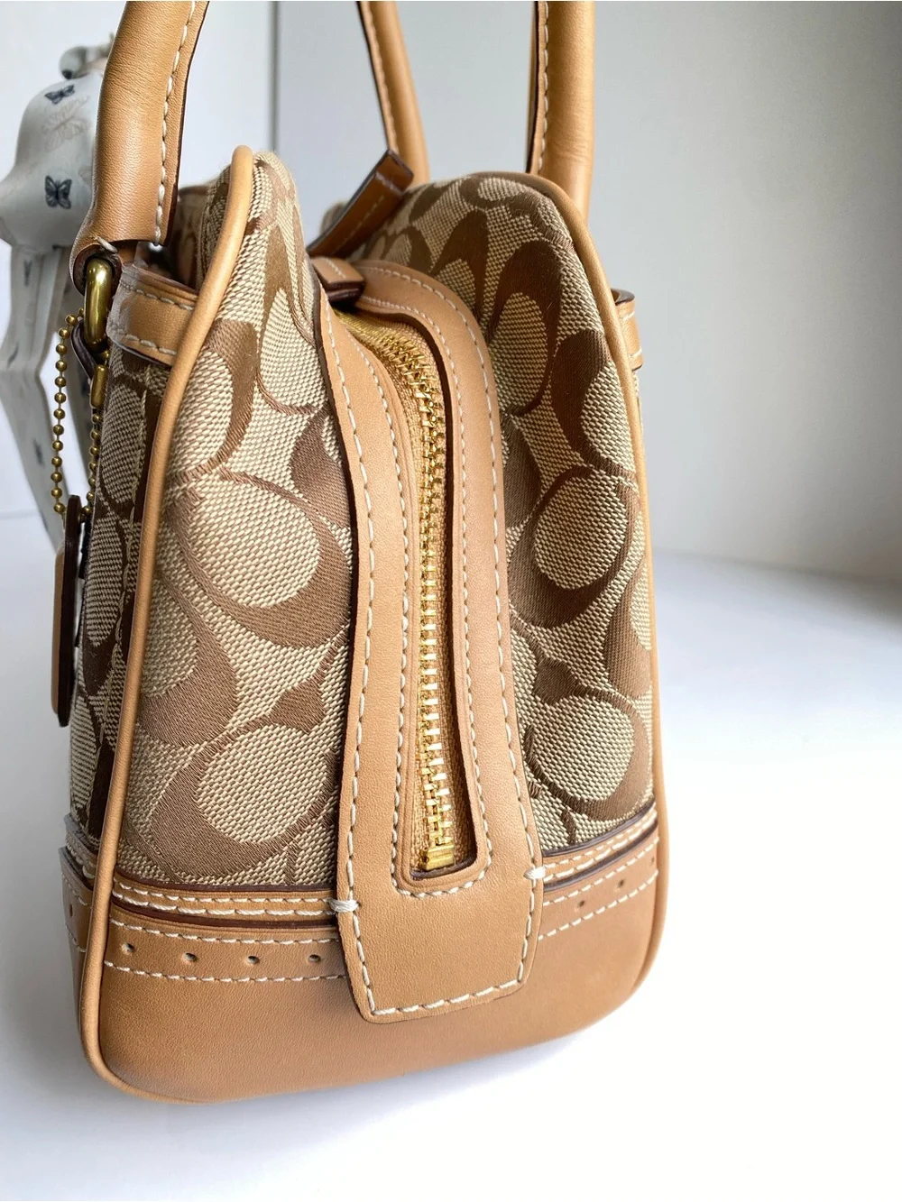 Coach Y2K Hampton Signature Canvas with Perforated Leather Trim Traditional Tan - Picture 9 of 16